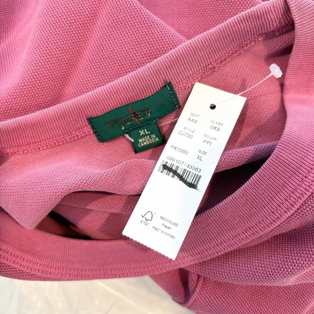 NWT J. Crew Washed Piqué Pocket T-shirt Plum Pink